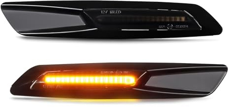 APAKA Blinkers, LED-sidoriktningsindikator med Canbus för BM-W 1-serien E81 E82 E87 E88 3-serien E90 E91 E92 E93 5-serien E60 E61 X1 E84 X3 E83, Canbus felfri, 2 st