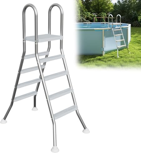 YRHome Scala per piscina in acciaio inox a 4 livelli (altezza 189 cm) con piedini antiscivolo e piedini in gomma, scala di sicurezza per piscine da 1,2 a 1,6 m, accessori di montaggio inclusi