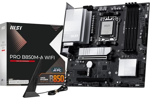 MSI PRO B850M-A WiFi Motherboard, mATX - Supports AMD Ryzen 9000/8000 / 7000 Processors, AM5 - DDR5 Memory Boost (8200+ MT/s OC), PCIe 5.0 x16 & 4.0 x4, M.2 Gen5, Wi-Fi 7, 5G LAN