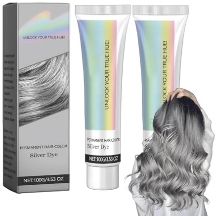 Hair Color Silver Cream Silbergraue Haartönungscreme 2 Stück Haarfärbecreme - Temporäre Natürliche Farbe für Alle Haartypen, Semi-Permanent