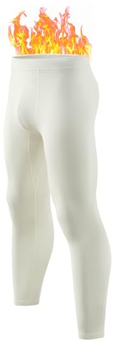 gagli Pantalones largos térmicos con forro polar para hombre, Blanco, Large