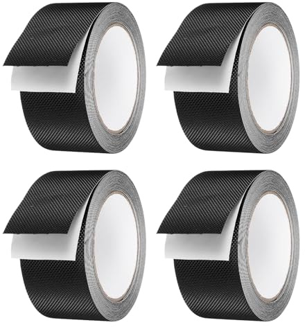 Meunhy 4PCS Rubber Grip Tape Non Slip,Anti Slip Waterproof Rubber Tape Strong Self Adhesive,Enhanced Textured Super Strong Friction for Enhanced Comfort Safety,2.5 CM x 3 M, Black