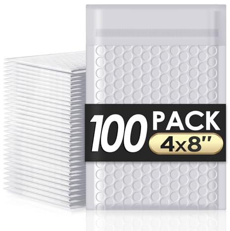 packbabol Bubble Mailers 4x8 100 Pack Grey and White Padded Envelopes Mailers Waterproof Usable Size 4x7 Self-Seal Padded Mailing Envelopes Bubble Opaque Padded Mailer for Small Businesses，#000