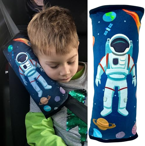 Bilkudde Space Astronaut för barn Flickor Pojkar - maskintvättbar - mjuk och gosig - bilbälteskudde, bältesskydd, bälteskudde, bilkudde, resekudde, semester.