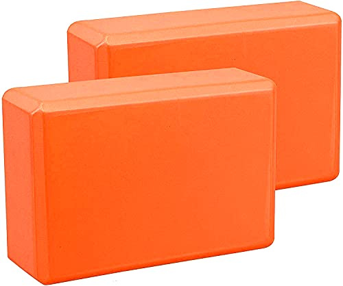 Yoga Block [Pack Of 2] High-density Eva Foam Block To Improve Strength Flexibility, Yoga Bricks Support Deepen Poses, Lightweight And Non-slip Surface Ideal For Yoga And Pilates (Orange)