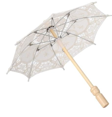 30,5 x 35,6 cm Vintage Spitzenschirm Brautschirm Beige Sonnenschirm für Hochzeit, Dekoration und Blumenmädchen (klein, beige)