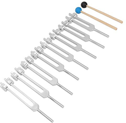 Ensemble de Diapason, 8 Pièces en Alliage D'aluminium lesté par le Corps pour la Guérison Chakra Set, Appareils de Réglage de Yoga, Fourchette D'énergie de Réglage de Méditation (Argent)