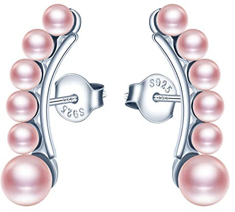 INFINIONLY Zartes Perle Ohrklemmen Ohrringe, 925 Sterling Silber Ohrringe für Damen Mädchen, Elegante Perle Ohrstecker, Hypoallergen Ohrschmuck
