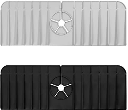 2 Pz Tappetino per Rubinetto in Silicone, Paraspruzzi per Lavello da Cucina, zrubinetto da cucina e bagno, per asciugare controsoffitti per proteggere utensili da cucina e accessori(Nero/grigio)
