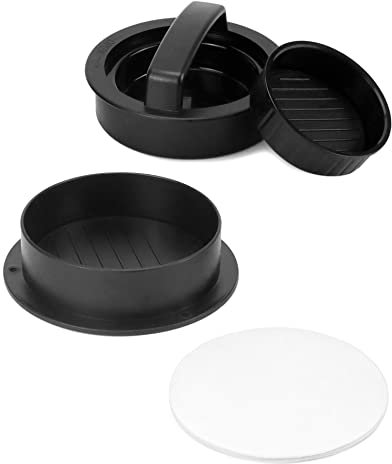 QWORK Prensa para Hamburguesas con 50 Papel para Hamburguesas, Molde Hamburguesas