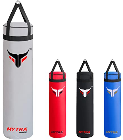 Mytra Fusion boxningssäck hängande boxningssäck för MMA, Muay Thai, boxning, karate-träning, kickboxning och träning för hem- eller gymträning ofylld boxningssäck finns med 2 storlekar 4 fot och 5 fot