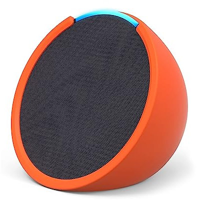 Echo Pop | Full sound compact Wi-Fi and Bluetooth smart speaker with Alexa | Charcoal and a Made For Amazon Sleeve for Echo Pop (2023 release), Orange