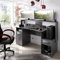 Dmora - Manos Schreibtisch, moderner Multifunktions-Gaming-Schreibtisch, Arbeitstisch für PC und CD-Halter, 154 x 69 x 98 cm, Anthrazit, ohne LED-Leuchten