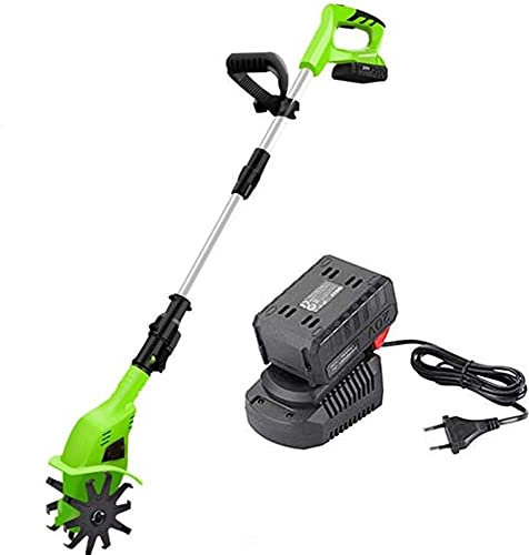 Motobineuse de Jardin, motobineuse sans Fil, cultivateurs électriques sans Fil avec Une Batterie au Lithium de 4000 mAh et Un Chargeur, poignée réglable, cultivateur Portable pour