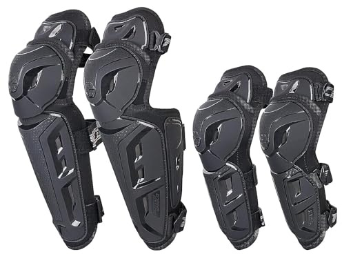 Scoyco 4 pièces genouillères et protège – tibias coudières hommes antidérapant 2 – 1 skyddande moto de course moto réglable Power Sports Guard (svart)