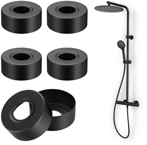 Set of 6 Black Cover Rosette Pipe Cover Stainless Steel Diameter 25 mm (3/4 Inch) Shower Rosettes Threaded Rosette Rosette Tap Pipe Cover for Bathroom Shower Tap Taps Angle Valve Radiator Cover