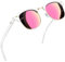 Joopin Klassische Rosa Verspiegelte Sonnenbrille Halbrahmen Damen Polarisiert und Herren Sonnenbrille Retro Brille UV400 für Fahren und Tourismus (Weißer Rahmen Verspiegelte Rosa)