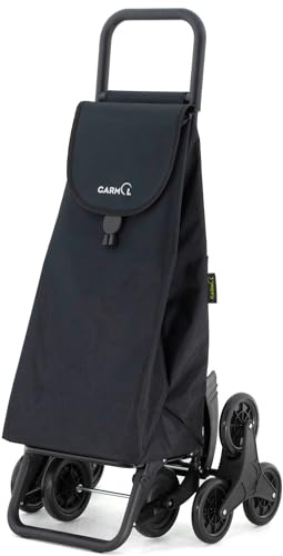 GARMOL Carro de la Compra Plegable 55 litros | Carro de la Compra 8 Ruedas Sube Escaleras de Gran Capacidad | Carrito Compra Plegable Color Negro