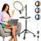 10 LED Video Light, 193cm Fill Light with Moveable Tripod & Flexible Arm, 3000K-6500K Full-Screen Ring Light with Wheels & Tray & Straps，Soft Lightness for Tattoo/Makeup/Reading/Studio/Photography
