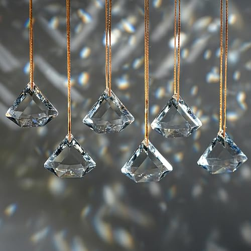 Set av 6 Kristallglas Diamant Hängande Prydnadsföremål Glas Prismor Prydnad Dekor för Fest, Bröllop, Jul