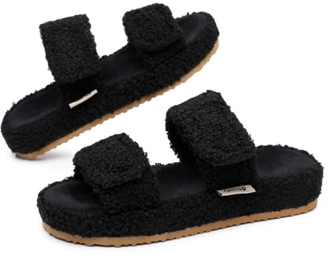 Git-up Zapatillas para mujer con soporte para el arco y cierre ajustable de doble gancho y lazo, suela de EVA duradera para interior/exterior