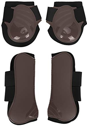 Protector de patas para caballos con carcasa de PU engrosada y almohadilla interior elástica, protector de patas para caballos duradero para saltos y entrenamiento, soporte forrado (Un conjunto de