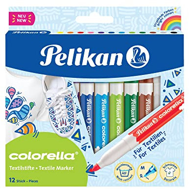 Pelikan 814584 Textilstift Colorella, 12 Stifte in Faltschachtel