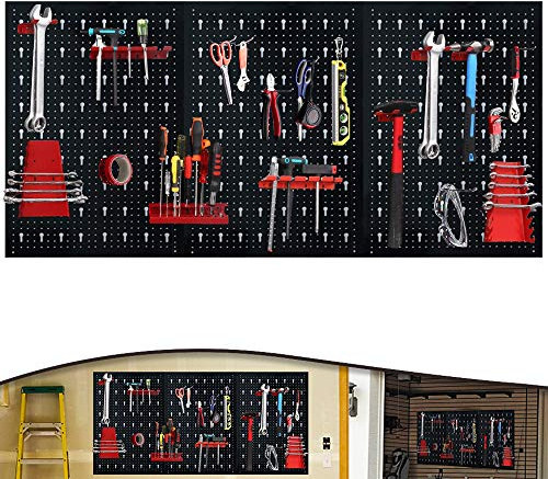 Froadp Pannello Forato Kit Portautensil, Pannello Portautensili con 17 pz Ganci, Parete Degli Attrezzi, Pannello Forato Portautensili Parete per Attrezzi per Officina Garage(Tipo A, 120x60x2 cm)