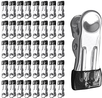 LOYONAL Metal Clothes Pegs For Washing Line - Strong Stainless Steel Pegs - With Rubber Coating, Heavy Duty - 40 Pieces (Black)