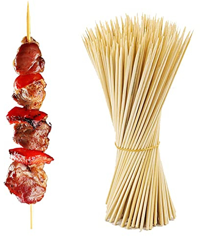 200 Pcs Bamboo Barbecue Skewers Sticks 6,15cm Bamboo Grill Skewers | Premium eco-friendly natural wood skewers. Smooth sturdy cocktail food sticks ideal for grilling appetizers and kebab