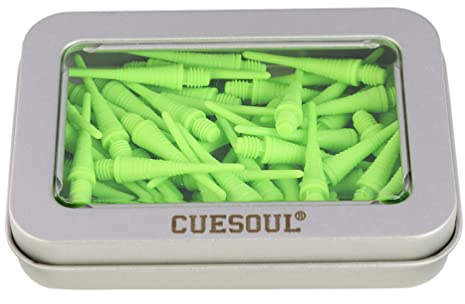 CUESOUL Green Soft Tip Points for Soft Tip Darts with Dart Tip Case