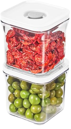 VAKUEN Square-S Premium luftdichte Frischhaltedosen, 0,5 l, 2-teiliges set, intelligenter Ein-Klick-Deckel, 100 % auslaufsicher, spülmaschinen-, gefrier- und mikrowell