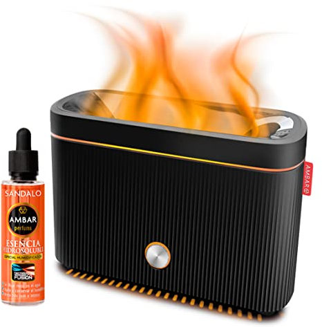 Ambar Perfums Humidificador Flame de aromas efecto llama Ultrasónico y Ultra silencioso. Capacidad 300 ml. Apagado automático. Más de 10h non-stop, Sin Esencia de Fusión de Regalo