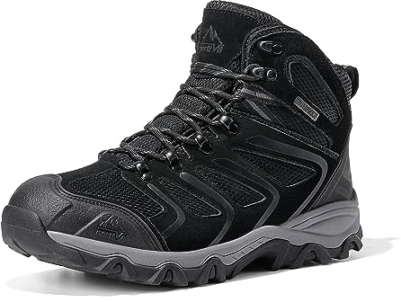 NORTIV 8 Men's Ankle High Waterproof Hiking Boots Outdoor Lightweight Shoes Trekking Trails Armadillo,Size 12W,All Black-Suede,160448_M