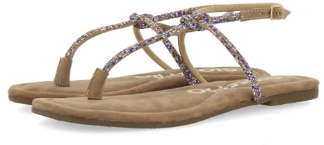 GIOSEPPO Sandali Taupe in pelle con strisce con pietreria da donna SEFFNER, taupe, 38 EU