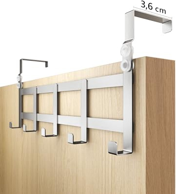 4smile Appendiabiti da porta 3,6 cm Argento - attaccapanni per porta, acciaio inox, sostegno per varco, supporto per interni, appendino universale Türhakenleiste