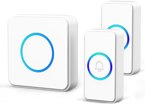 Campanello Senza Fili da Esterno,Campanello Senza Fili Impermeabile IP66,300m Lunga Distanza con Indicatore LED,4 Volume regolabile,32 Suonerie (2 Trasmettitore + 1 Ricevitori)