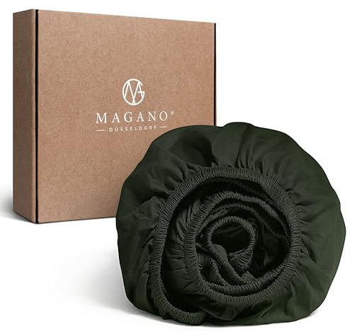 MAGANO® Premium Spannbettlaken 200x220 Grün | Weich & Bügelfrei | Hypoallergen & Atmungsaktiv | Spannbetttuch Bettlaken 200x220cm | Dunkelgrün