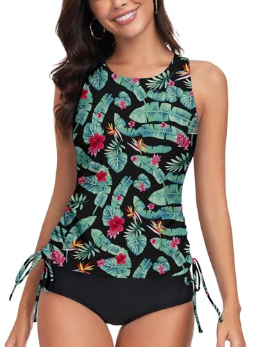 WOWENY Maillot de Bain Tankini pour Femme - Haut de Bikini - Dos croisé - Séchage Rapide - Rembourré, Rb-PB, XXL