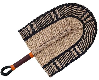 Ventaglio in paglia artigianale, ventaglio estivo in paglia intrecciata a mano, ventilatore di raffreddamento fatto a mano, decorazione da parete nordico da appendere per la casa e la camera da letto,