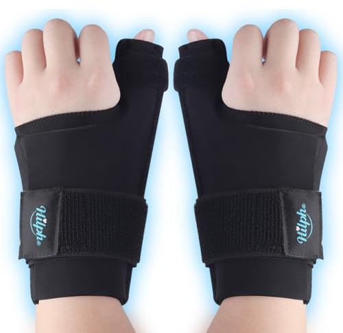 Hilph 1 Paar Daumen Handgelenk Kühlpads Gel-Handschuhe Kühlhandschuhe mit Abnehmbaren Daumen Schiene Unterstützung für Karpaltunnel, Tenosynovitis, Arthritis, Tendonitis, Mama Handgelenk