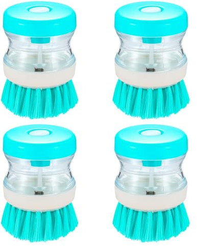 4 STK Abwaschbürste mit Spülmittelspender, Befüllbare Spülbürste mit Spülmittelspender, Küchenbürste Reinigungsbürste mit Spülmittelspender für Geschirr Topf Töpfe Pfannen Platte Spüle Reinigung