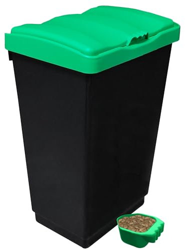 KetoBarrow Pet Food Storage Container Dog Cat Animal Bin 16 KG Dry Feed Bird Seed With Food Scoop - 47L