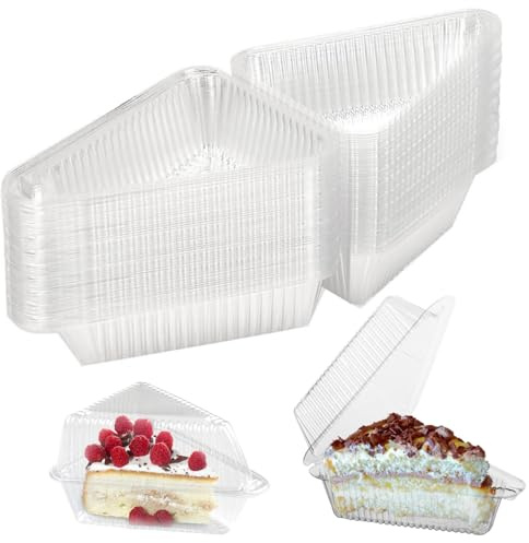 AWAOVV Lot de 50 boîtes à gâteau avec couvercle à charnière, boîtes à tarte jetables, récipients individuels pour cheesecake