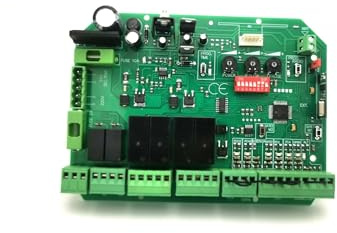 Tarjeta de Control, Placa de Circuito Control Puerta oscilante/Deslizante 24V/12V, conexión con regulación Velocidad Motor Dual y Cierre automático para abrepuertas(Board with 2 Remote)