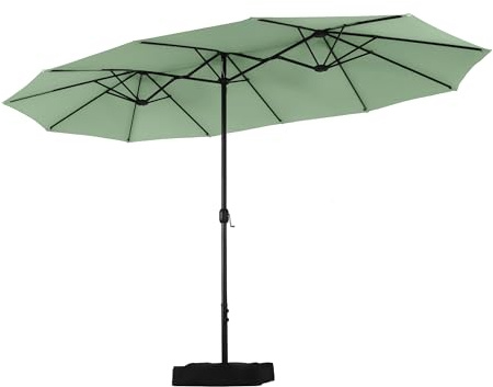 PHI VILLA Parasol rectangulaire avec support, grand, 270 x 450 cm, pour jardin, terrasse, avec manivelle, protection UV, résistant au vent, Vert menthe, 2.7 x 4.5 metros (canopy), 2.49 metros (shaft)