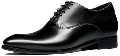 Generico Scarpe Uomo Eleganti Business in Pelle Stringate Punta Affusolata Derby Brogue con Tacco Largo Basso per Matrimonio,Nero,37 EU