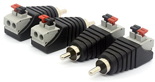 HTGuoji Speaker Phono RCA Male Plug to AV 2 Screw Terminal Female Audio Video Balun Spring Press Type Adapter DC Power Connector for CCTV (RCA Male To AV 2 Screw Female)