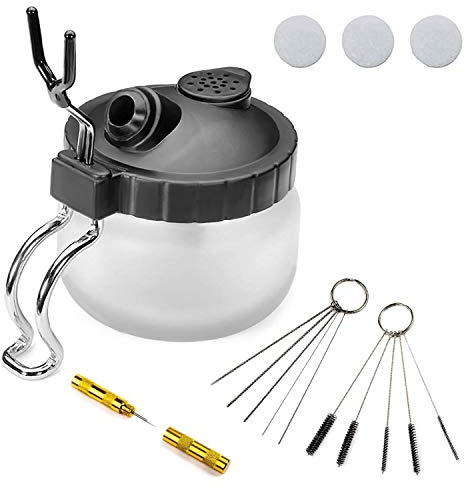 Set di 4 strumenti per la pulizia dell'aerografo, pistola a spruzzo, con tappetino per filtro dell'aria e supporto, ago per la pulizia dell'ugello, set di 5 spazzole pulite, kit di aghi per dragaggio