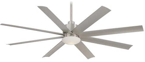 Minka-Aire F888L-BNW Slipstream 65 Inch Outdoor Ceiling Fan with Dimmable LED Light and DC Motor in Brushed Nickel Wet Finish